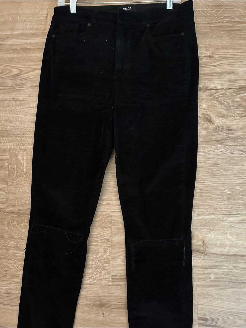 PAIGE Margot  Black Ultra Skinny Ripped Corduroy Jeans